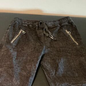 Women's Black Straight Leg Pants with checkered pattern